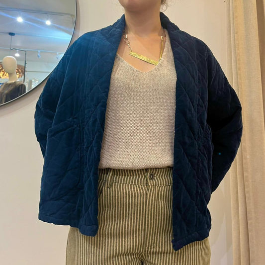 Needlecord Quilted Jacket - Marine Blue