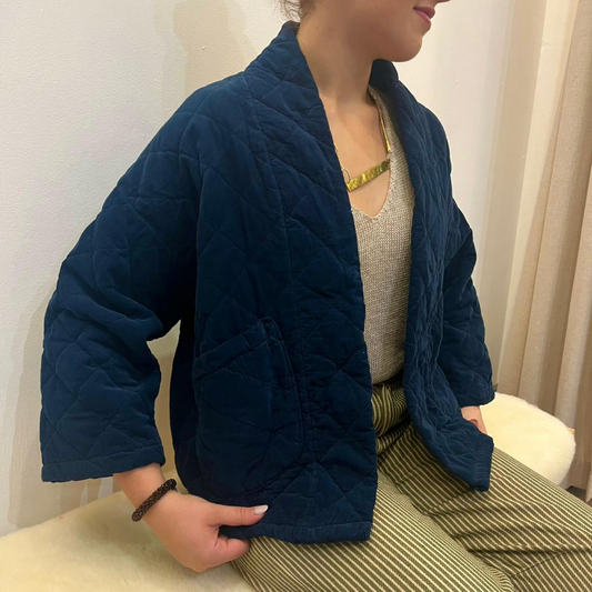 Needlecord Quilted Jacket - Marine Blue