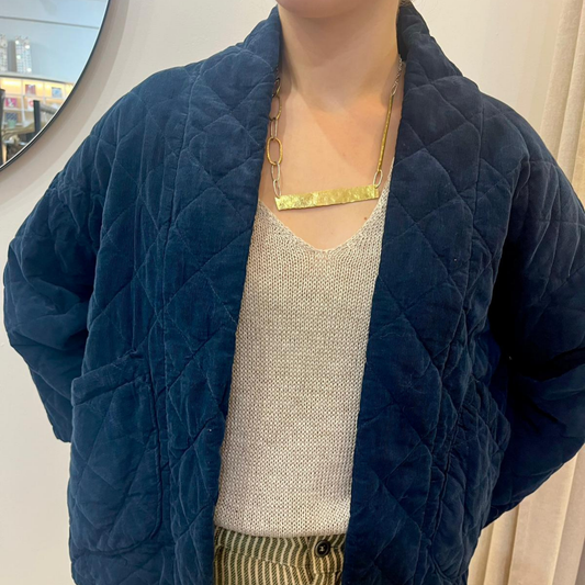 Needlecord Quilted Jacket - Marine Blue