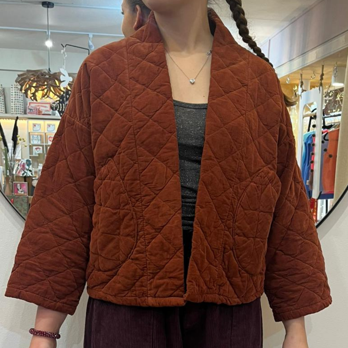 Needlecord Quilted Jacket - Rust