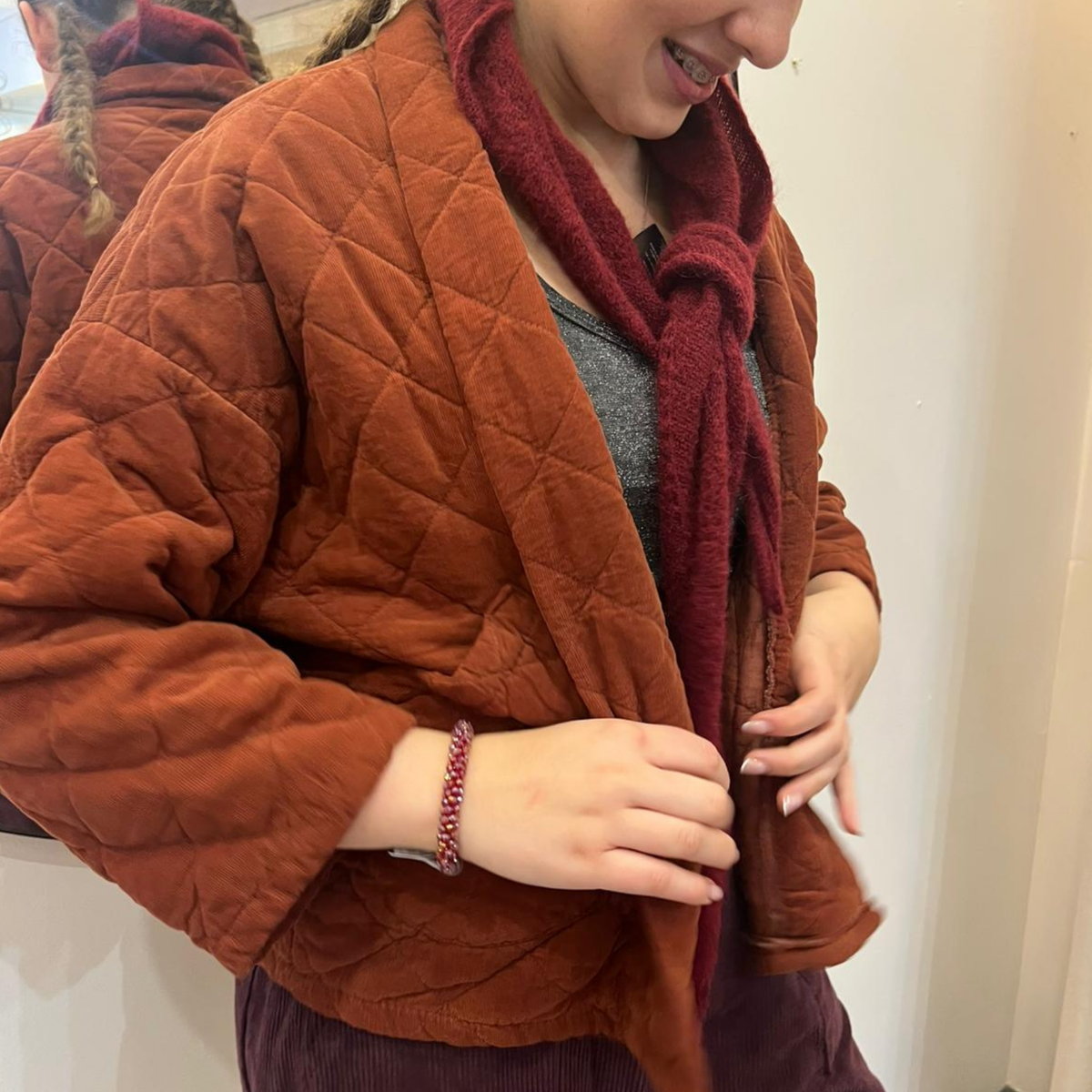 Needlecord Quilted Jacket - Rust