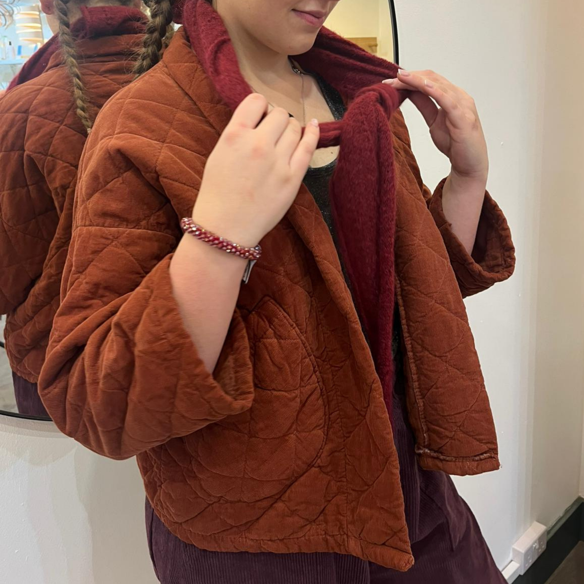 Needlecord Quilted Jacket - Rust