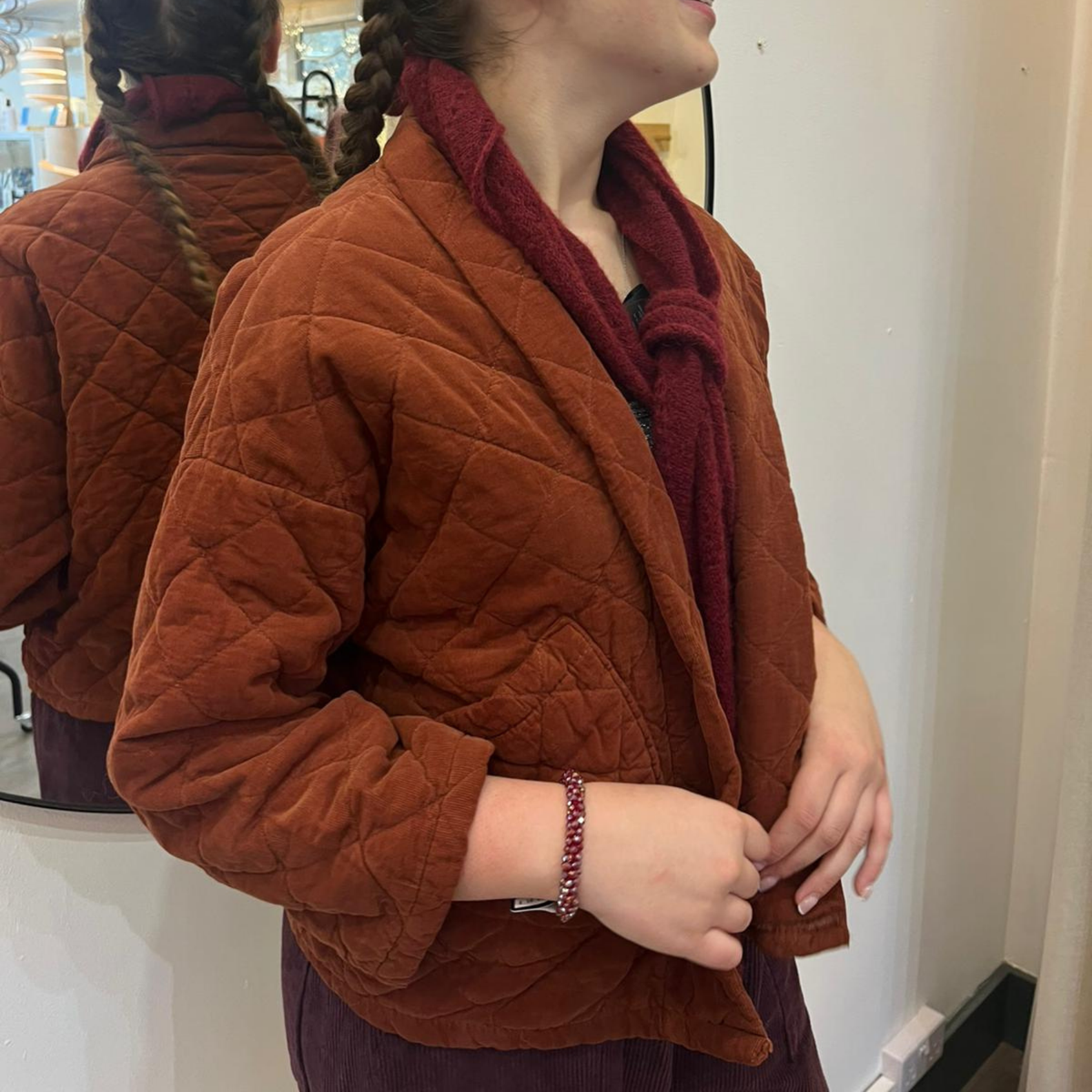 Needlecord Quilted Jacket - Rust