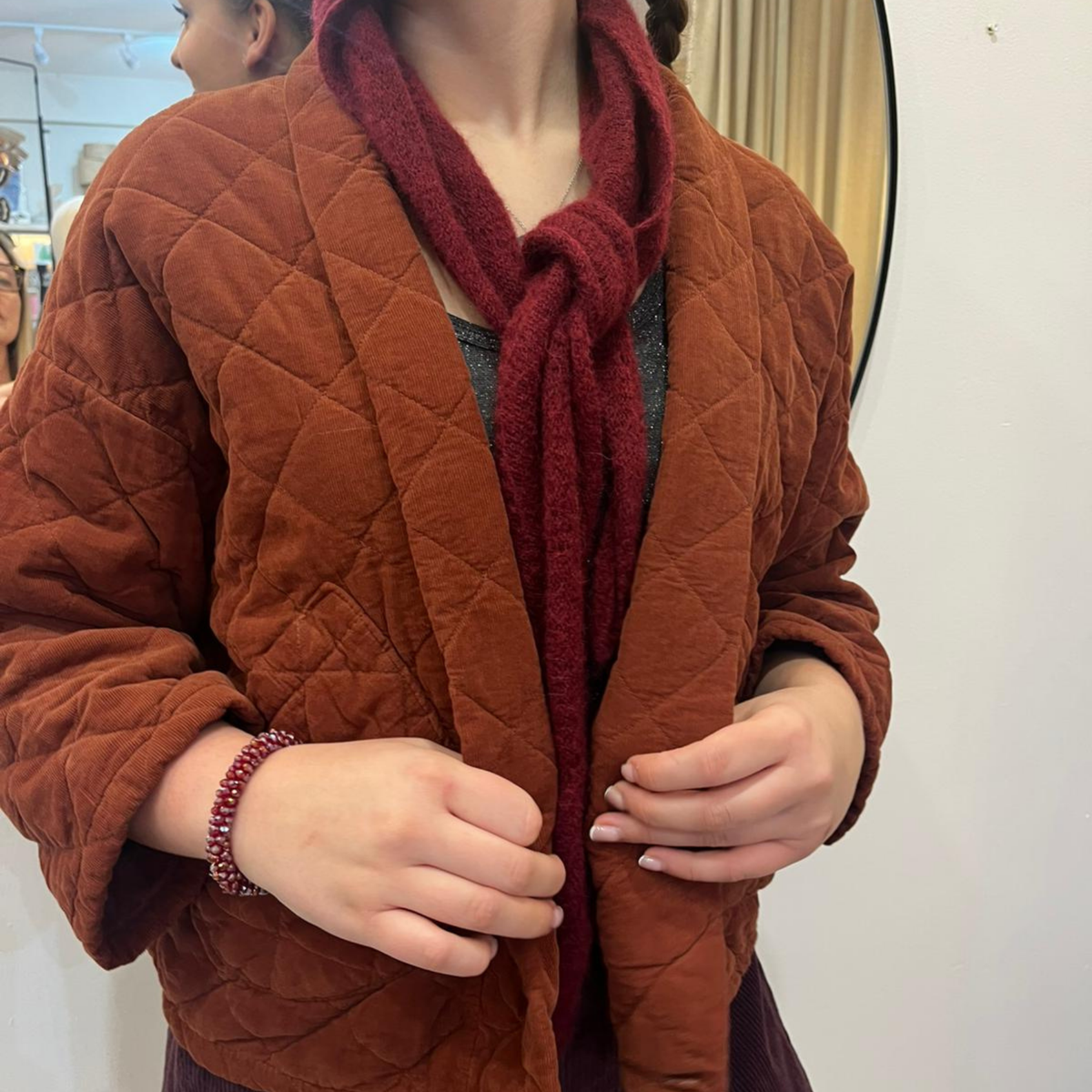 Needlecord Quilted Jacket - Rust