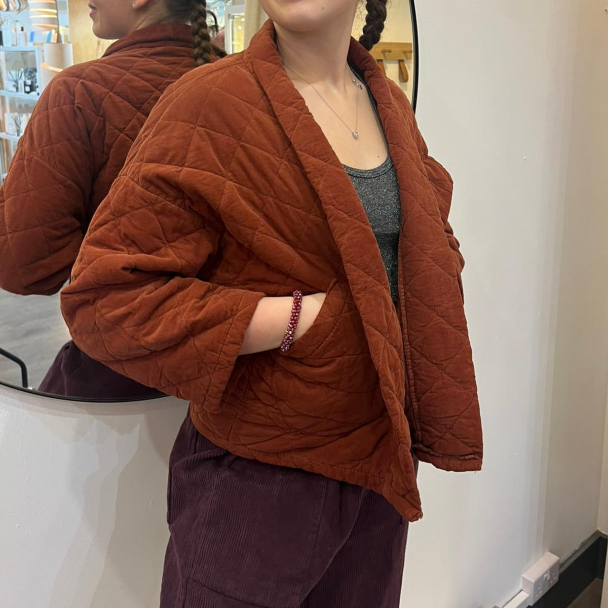 Needlecord Quilted Jacket - Rust
