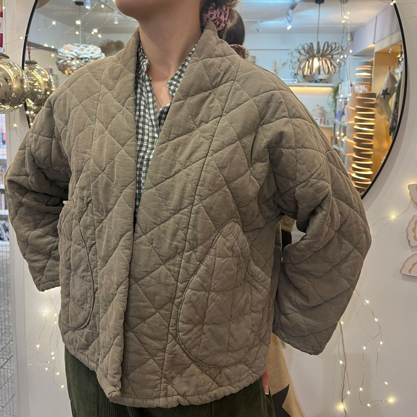 Needlecord Quilted Jacket - Taupe