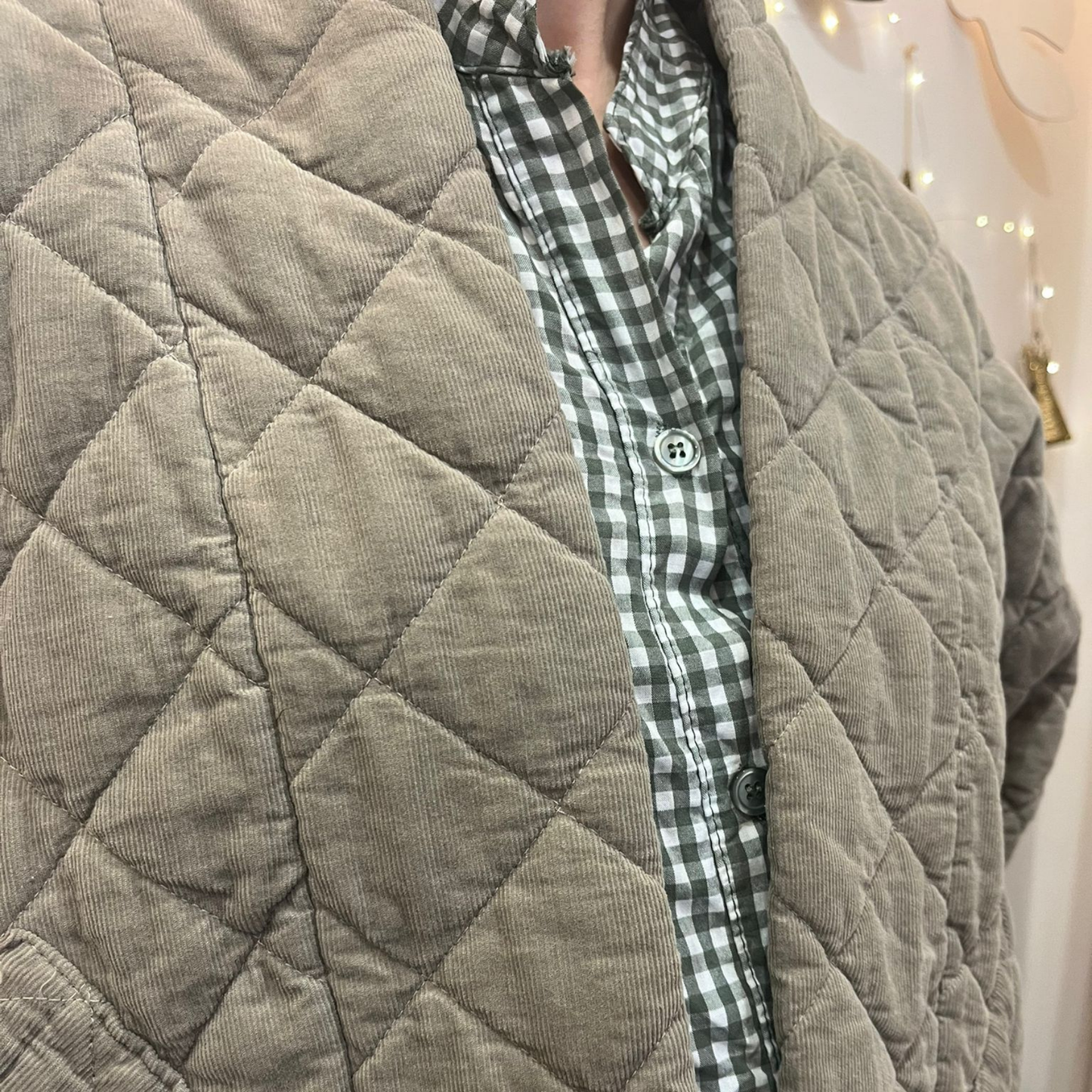 Needlecord Quilted Jacket - Taupe