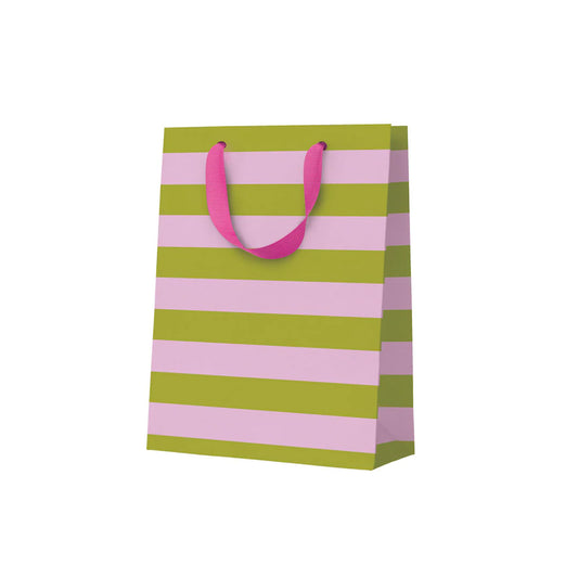 Medium Gift Bag - Green and Pink Stripe
