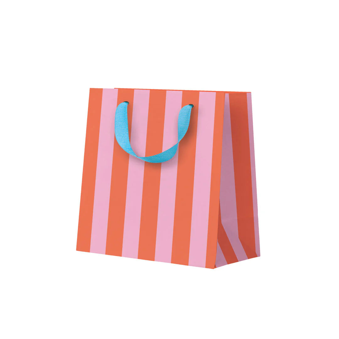 Small Gift Bag - Pink And Orange Stripe