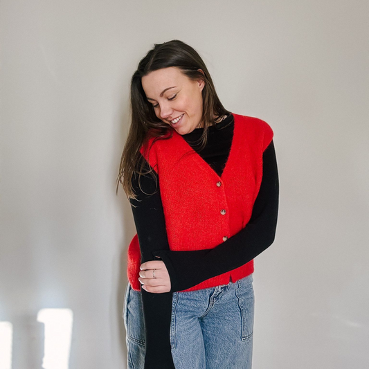 Erika Kid Mohair Vest - Red