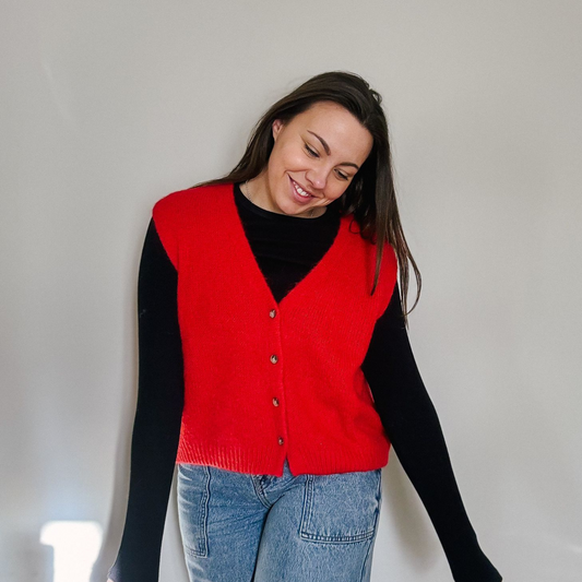 Erika Kid Mohair Vest - Red