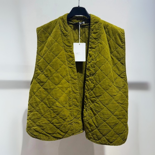 Needlecord Quilted Gilet Jacket - Olive Green