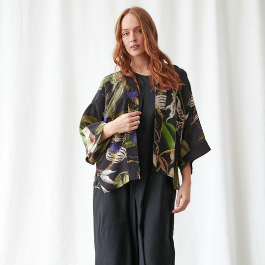 Crepe Kimono - Orchid Black