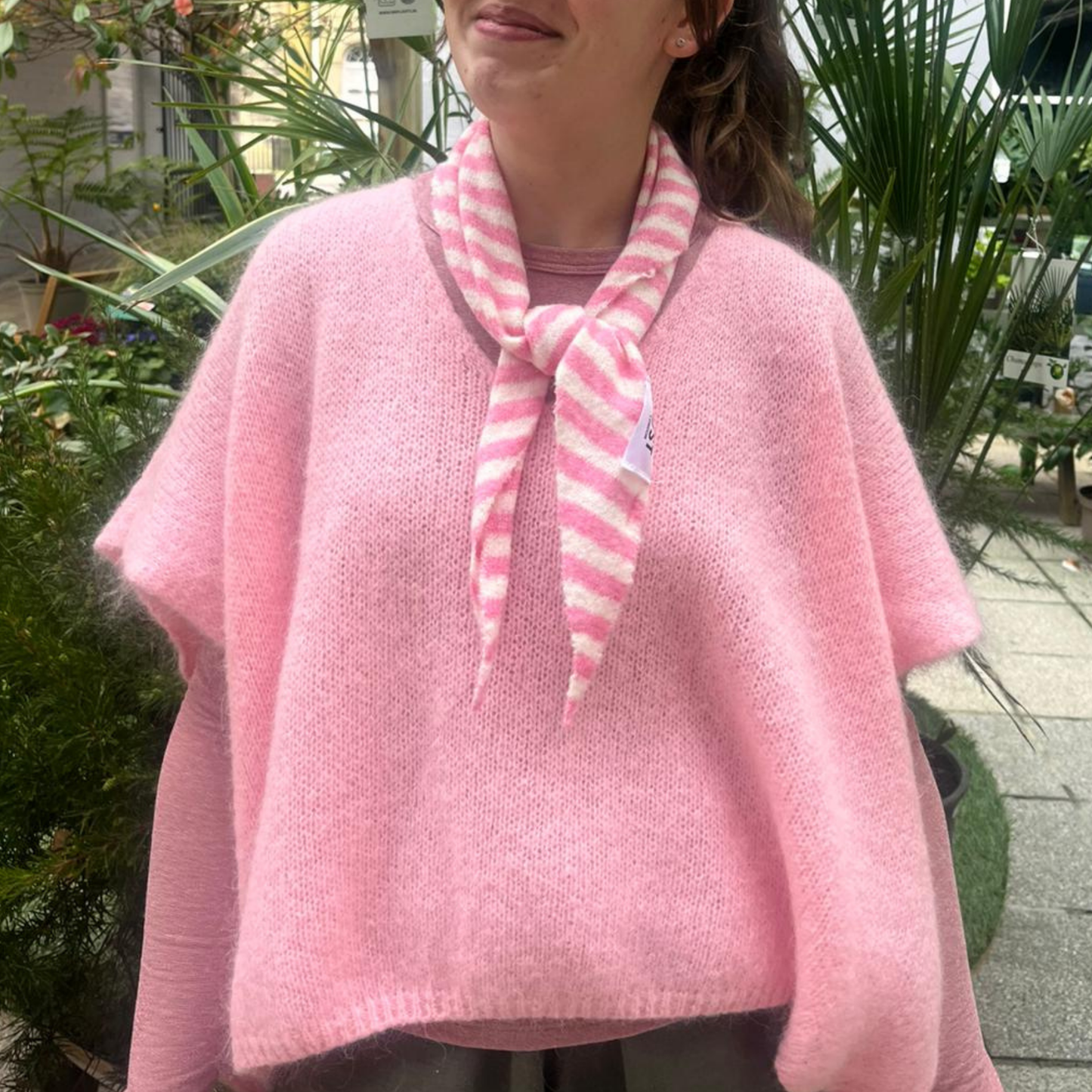 Mynte Striped Triangle Scarf - Pink