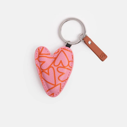 Caroline Gardner Keyring - Pink and Orange Hearts