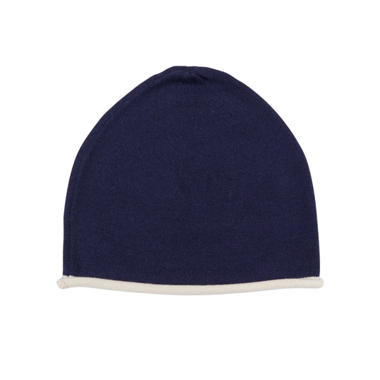 Pixie Knit Beanie Hat - Navy and Cream