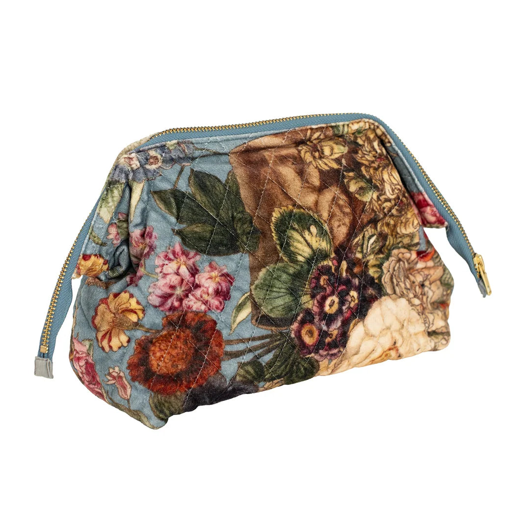 Velvet Pouch Bag - Primula Blue