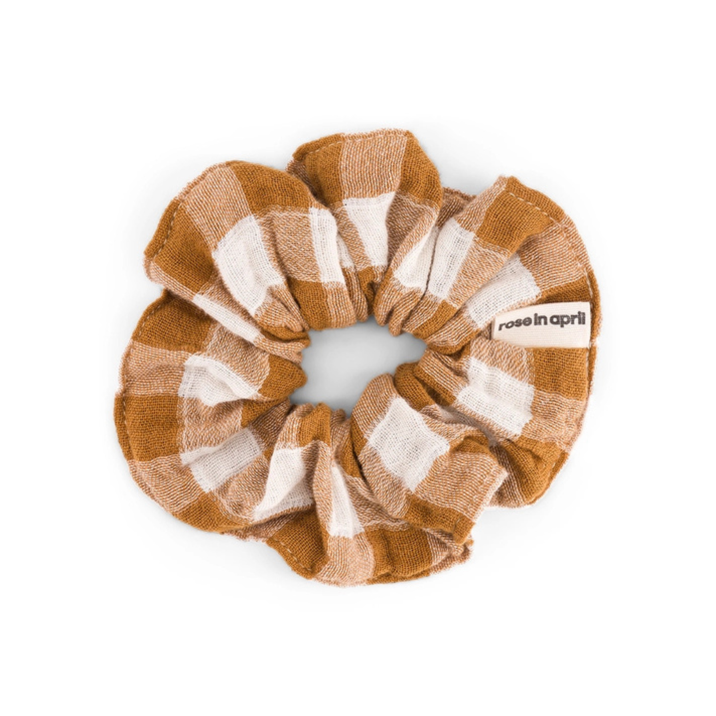 Hair Scrunchie - Caramel Gingham Check