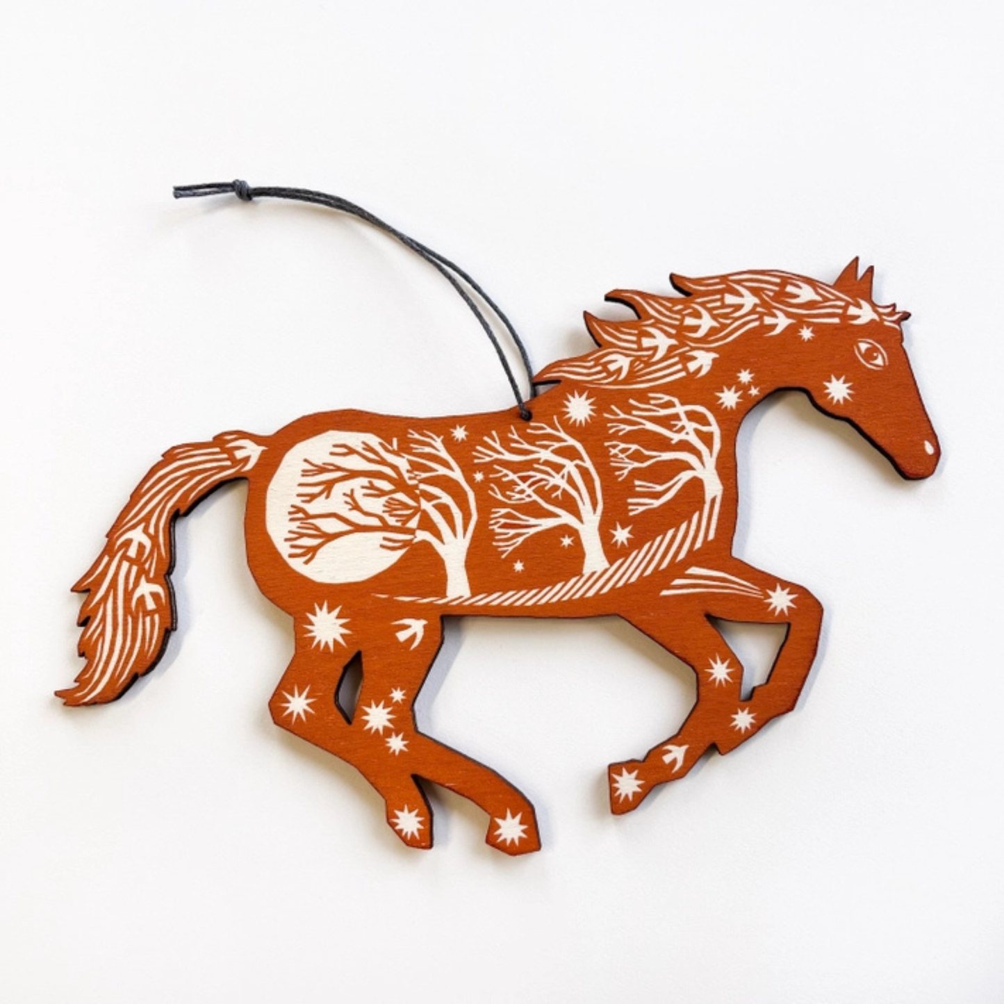 Hanging Wooden Decoration - Ginger Horse