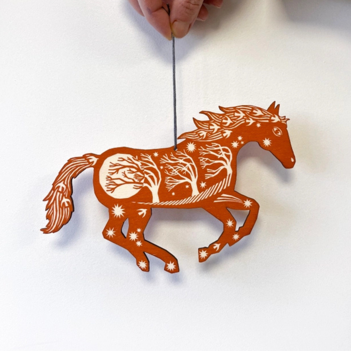 Hanging Wooden Decoration - Ginger Horse
