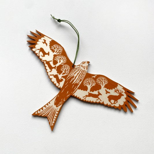 Hanging Wooden Decoration - Red Kite