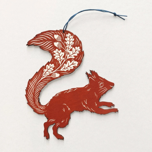 Wooden Hanging Decoration - Rusty Red Squirrel