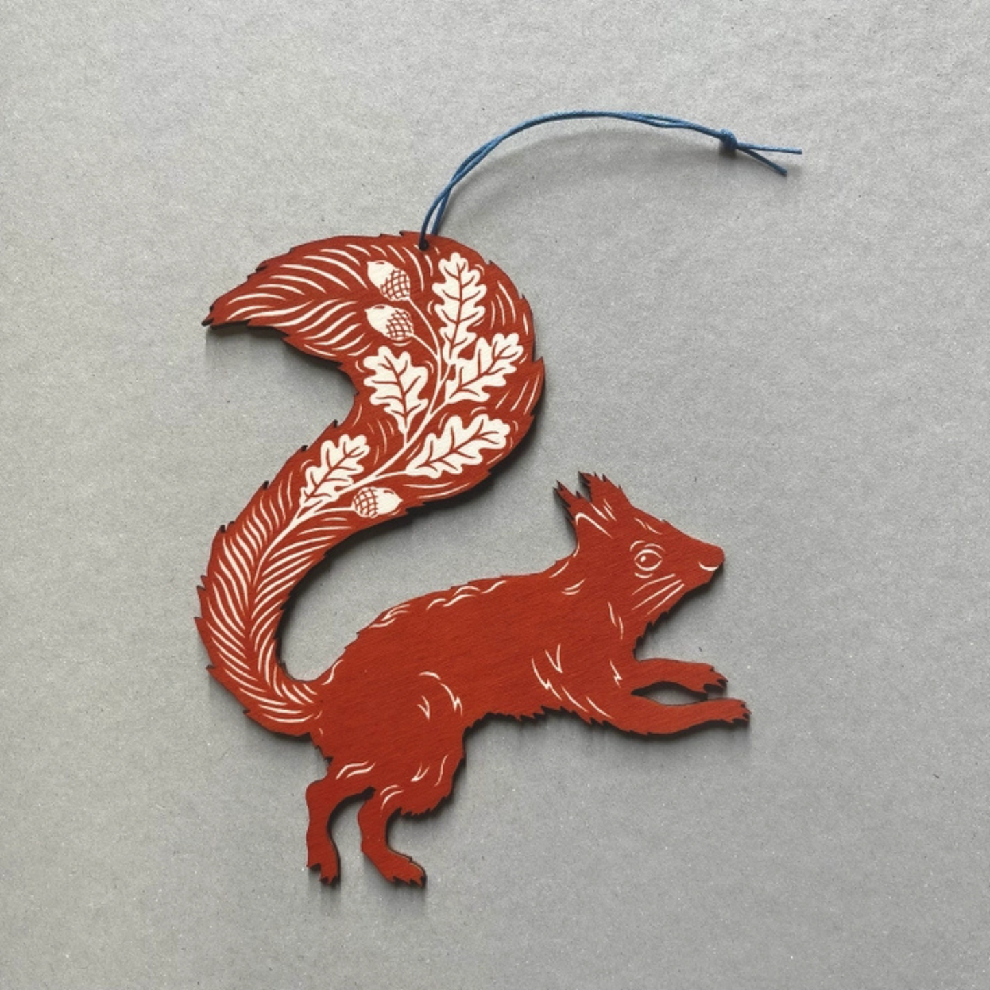 Wooden Hanging Decoration - Rusty Red Squirrel