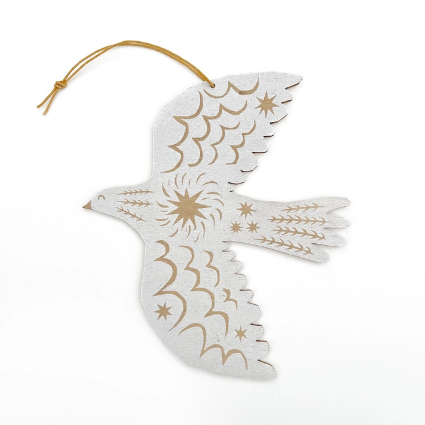 Wooden Hanging Decoration - White Winter Bird