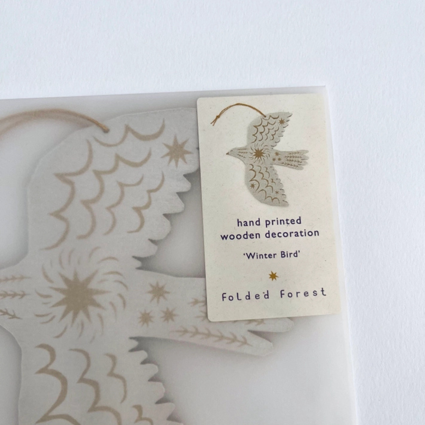 Wooden Hanging Decoration - White Winter Bird