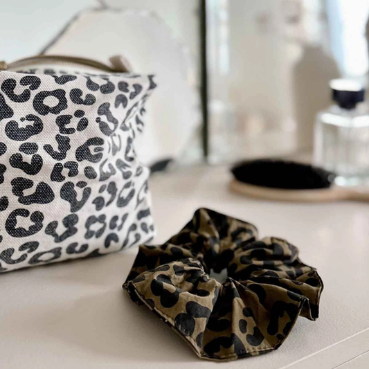 Hair Scrunchie - Olive Leopard Print