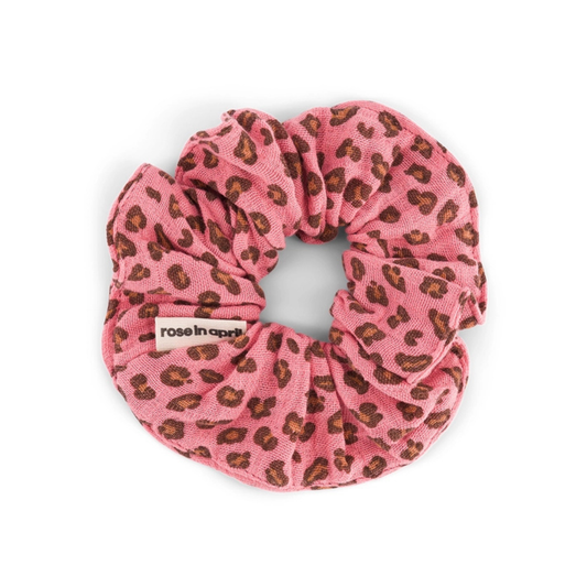 Hair Scrunchie - Geranium Pink Leopard Print