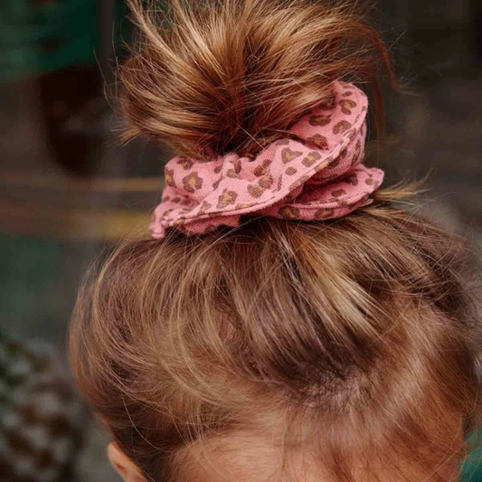 Hair Scrunchie - Geranium Pink Leopard Print
