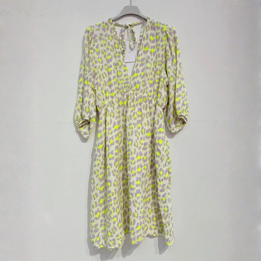 Cotton Gauze Dress - Yellow Leopard