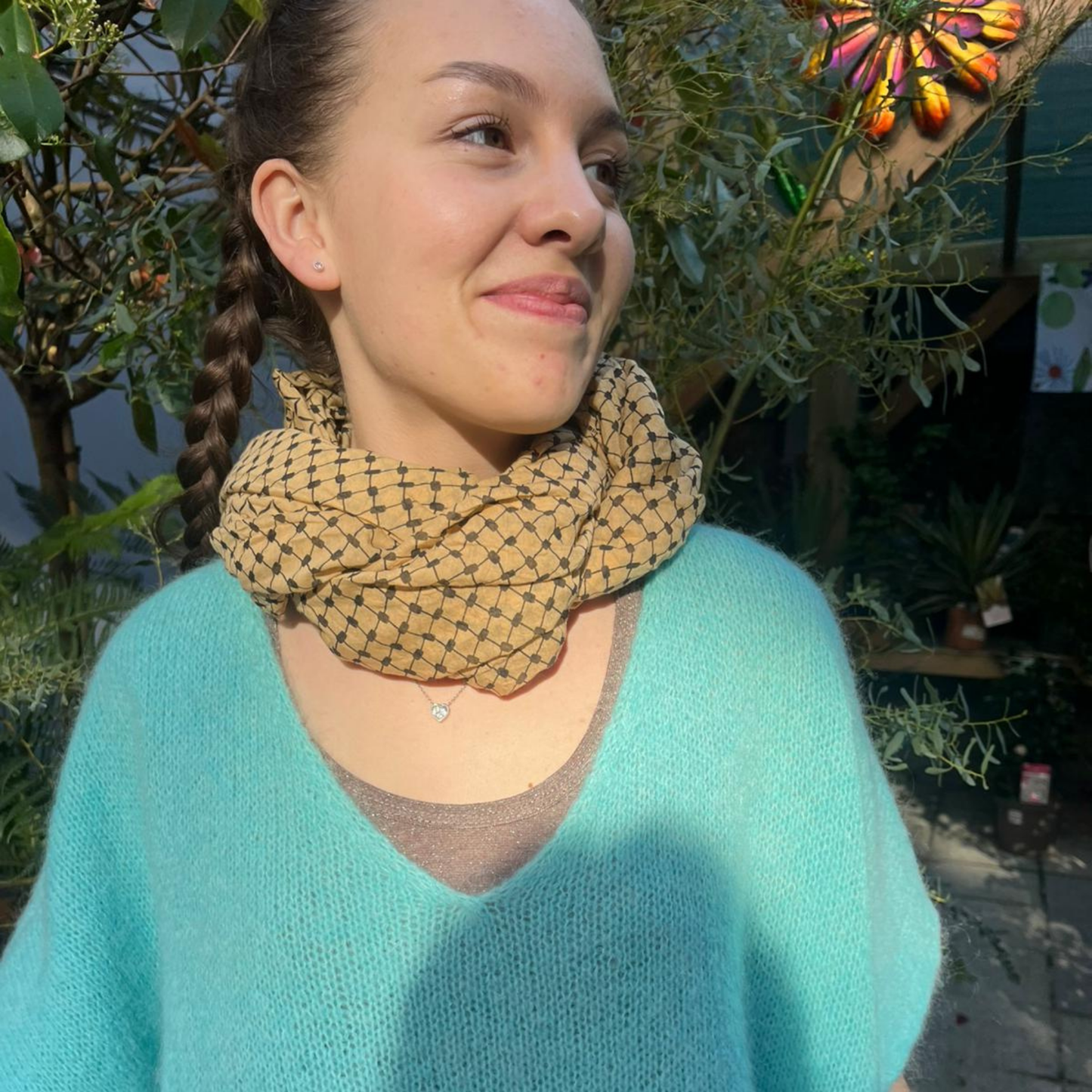 Silk and Cotton Large Scarf - Latte