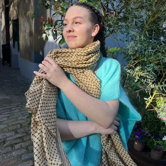 Silk and Cotton Large Scarf - Latte