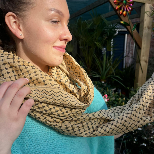 Silk and Cotton Large Scarf - Latte