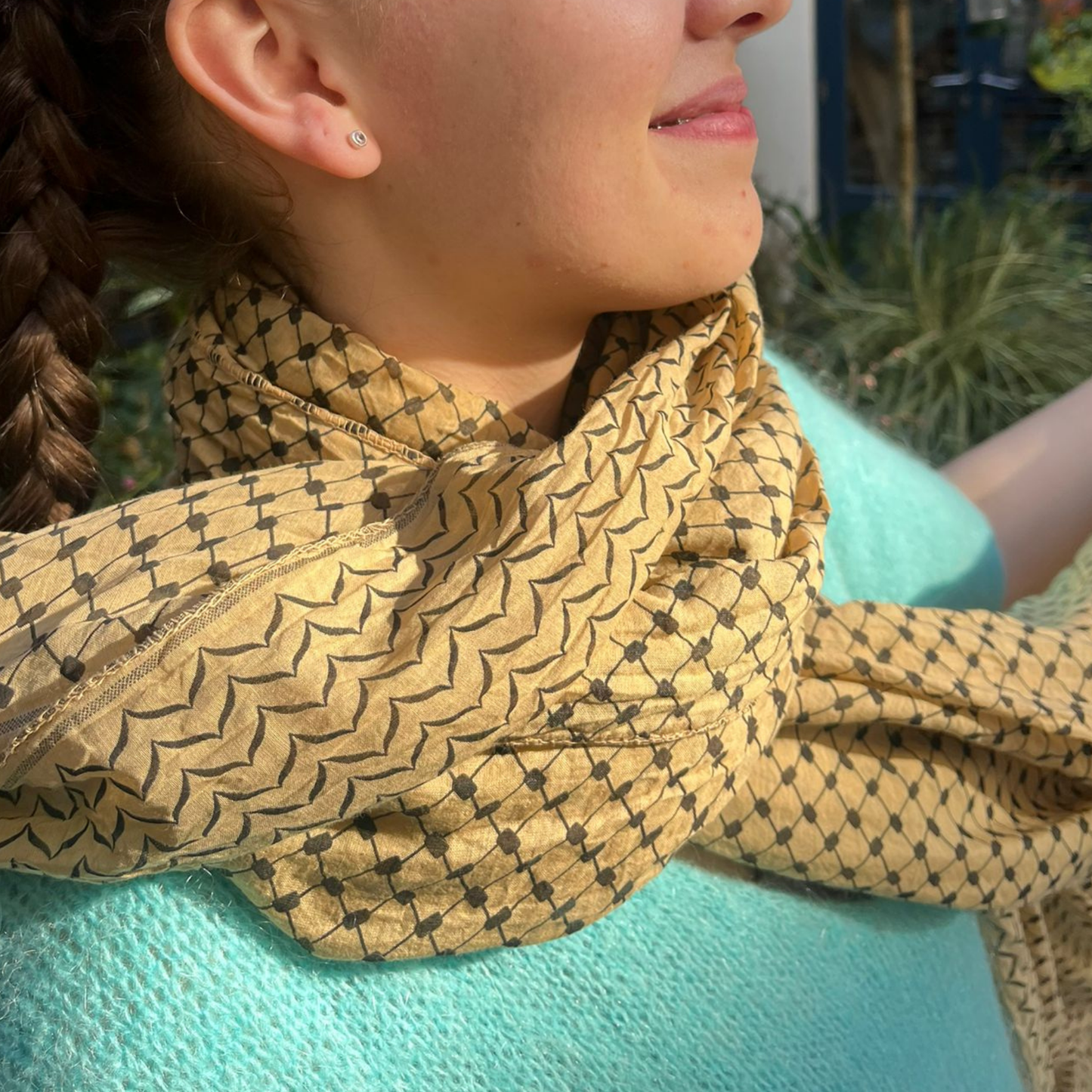 Silk and Cotton Large Scarf - Latte