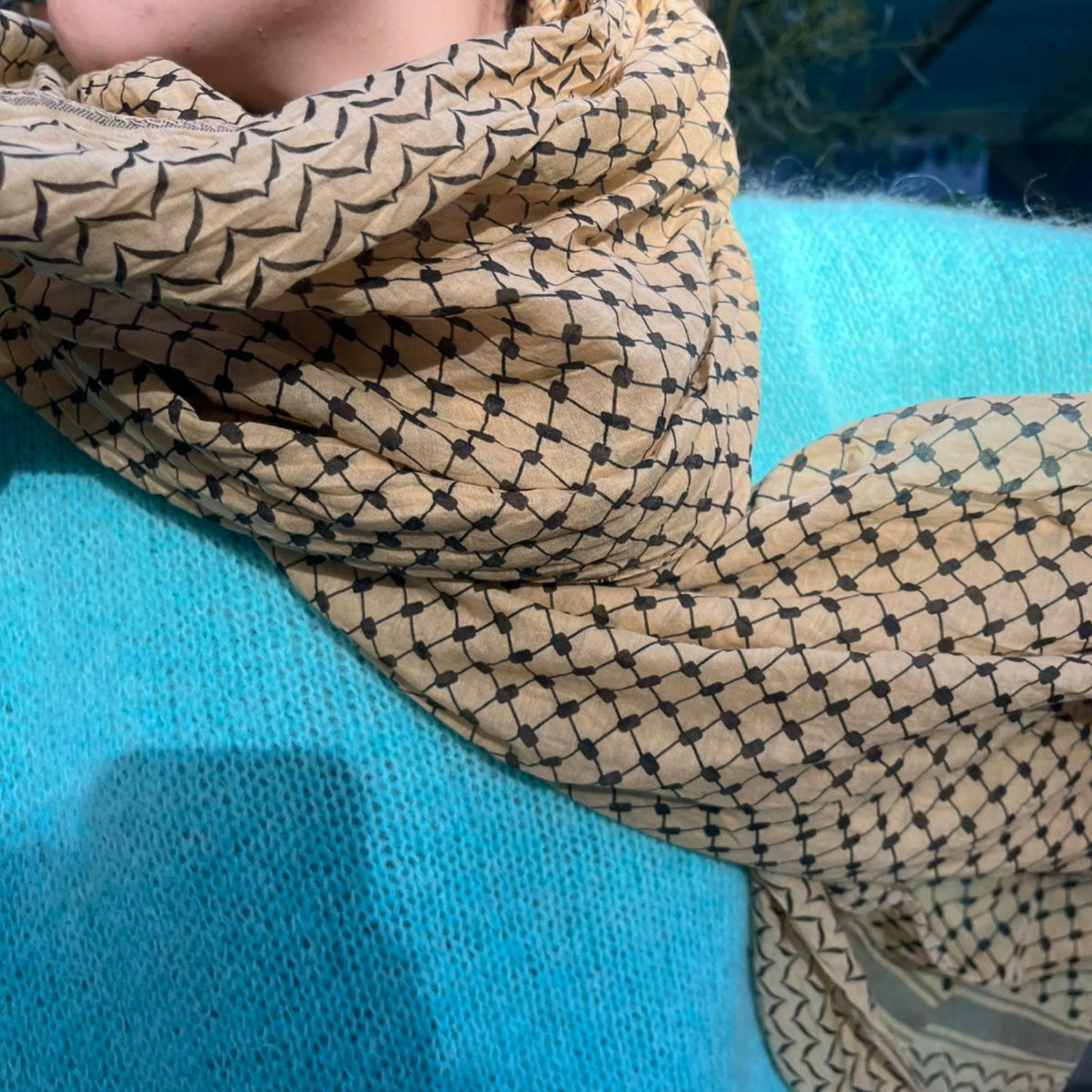 Silk and Cotton Large Scarf - Latte