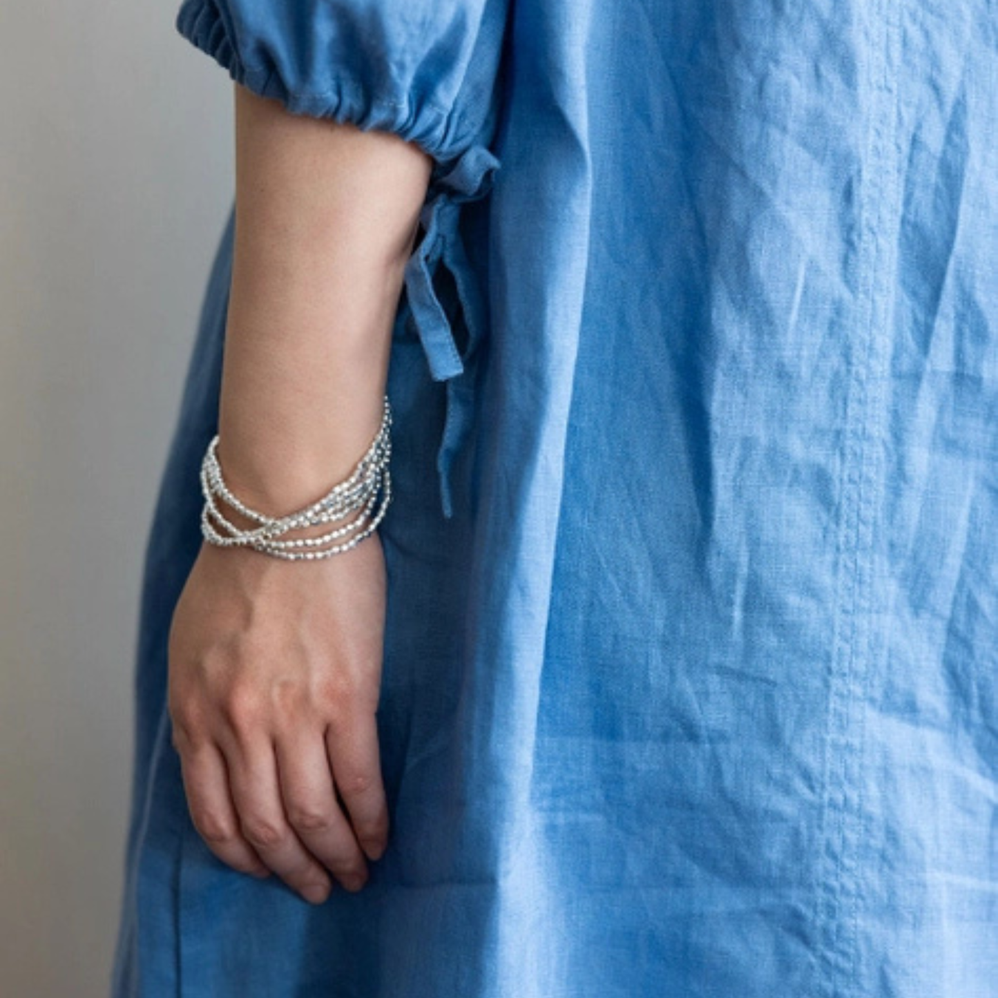 Japanese Brass Beaded Necklace - Silver