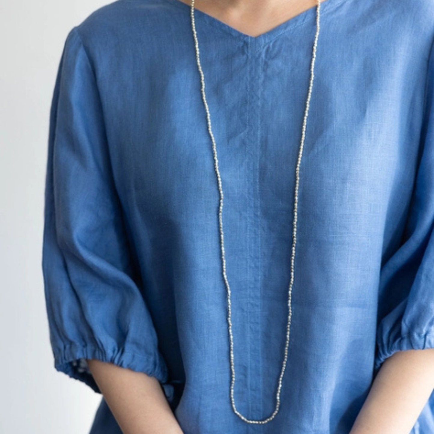 Japanese Brass Beaded Necklace - Silver