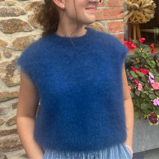Sleeveless Mohair Crop Sweater - Midnight Blue