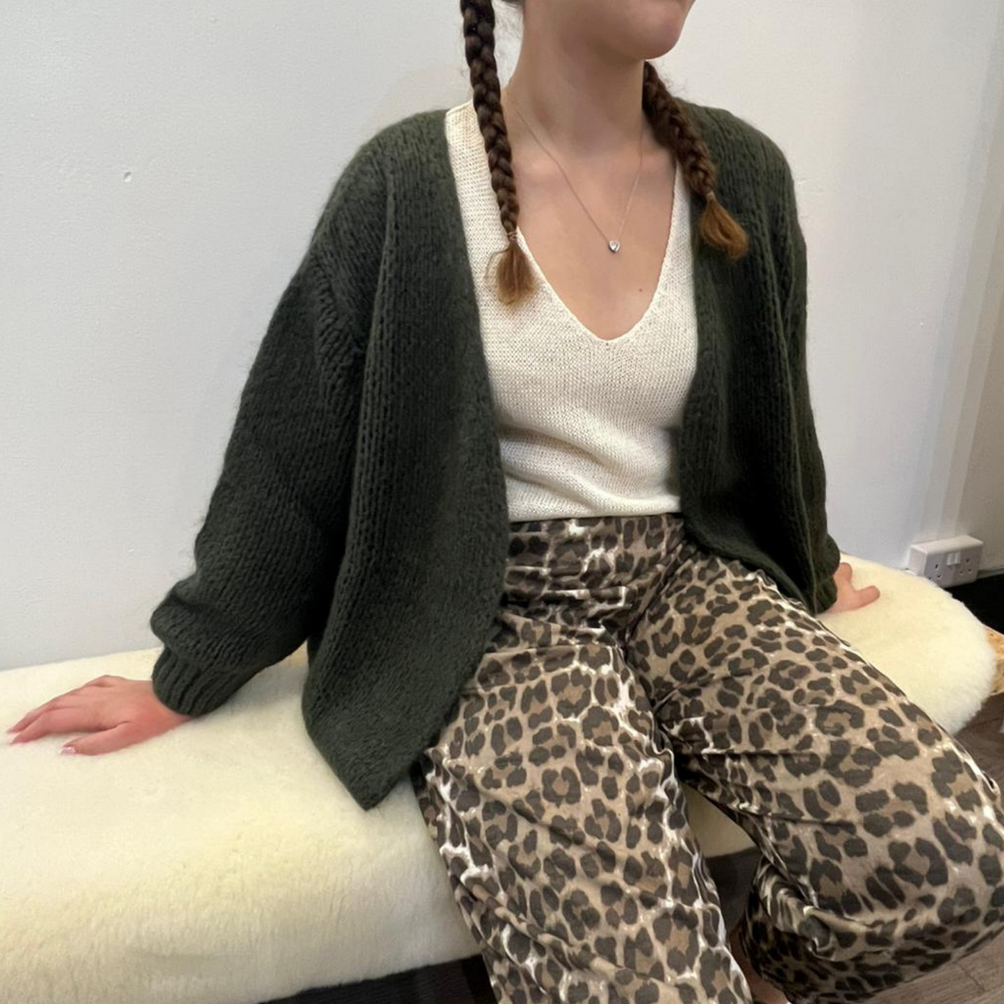 Smila Mohair Cardigan - Dark Khaki