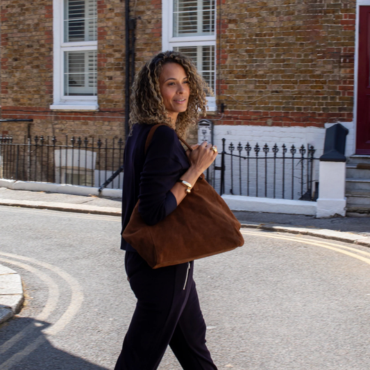 Suede Slouch Bag - Tan