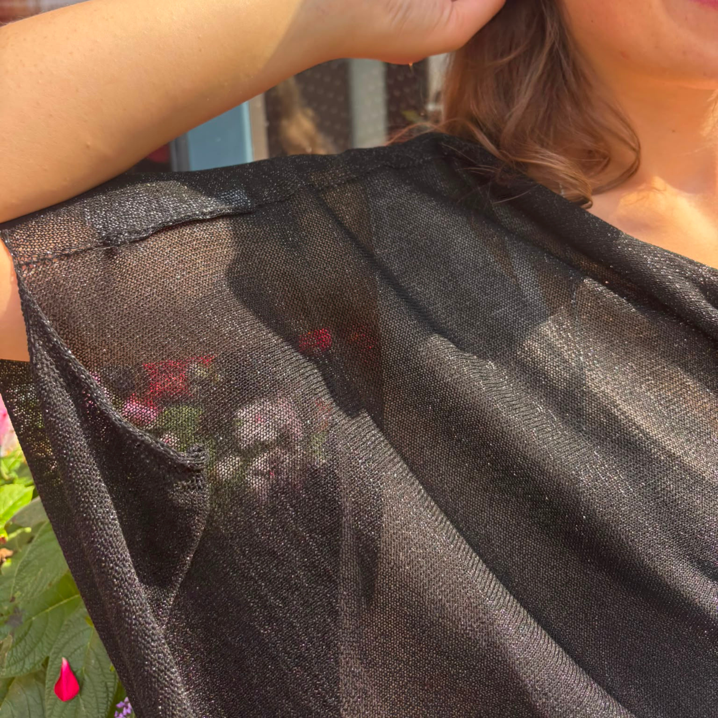 Sparkle Poncho Throwover - Black