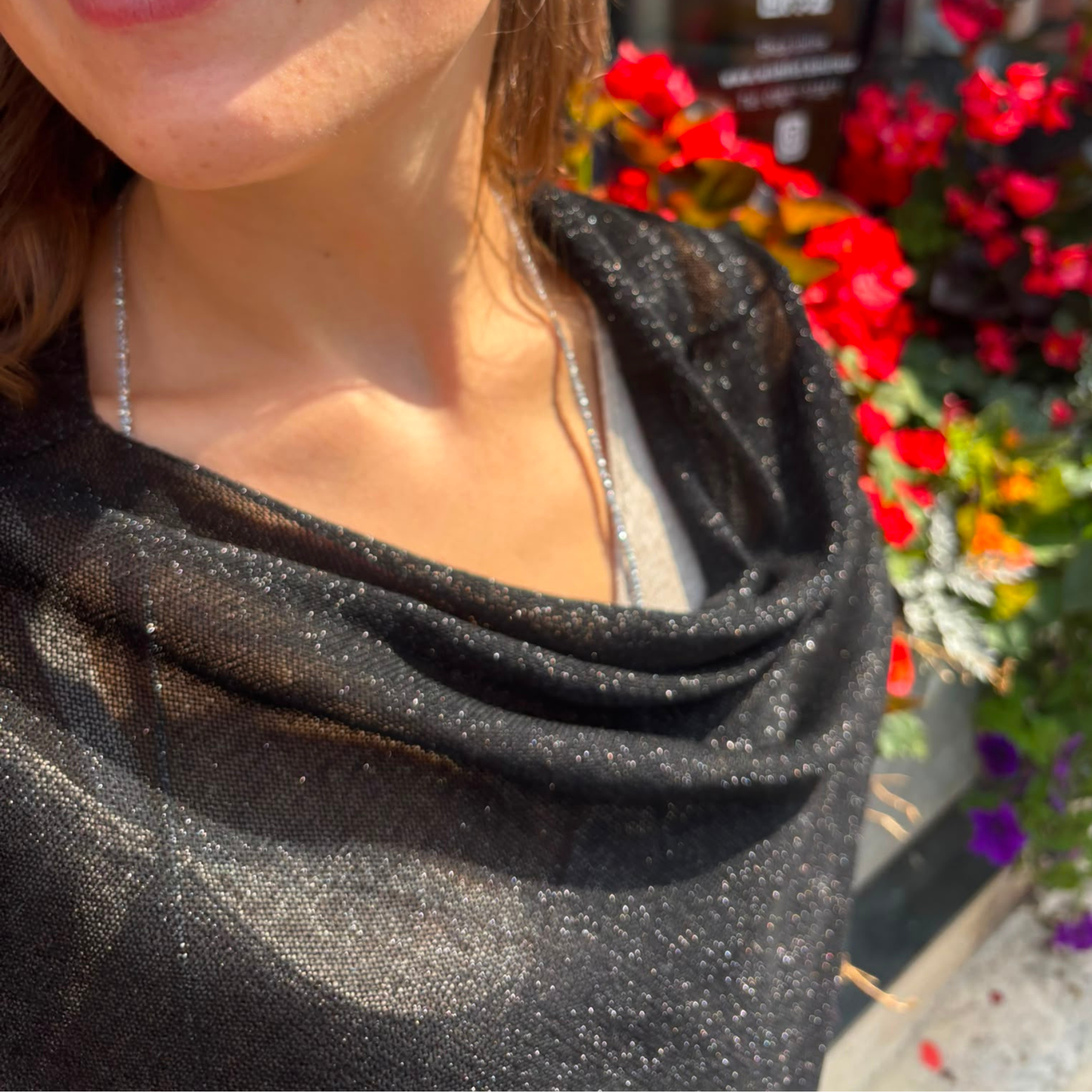 Sparkle Poncho Throwover - Black
