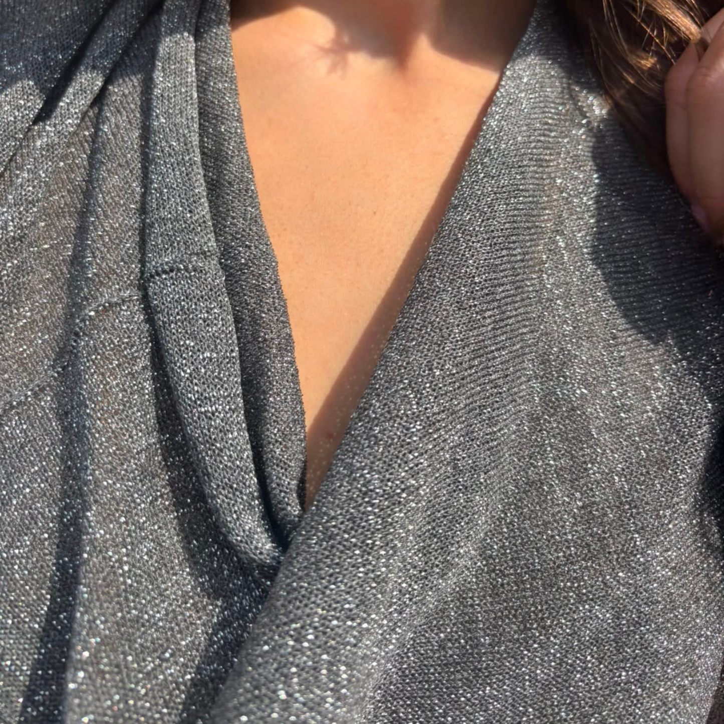 Sparkle Poncho Throwover - Grey