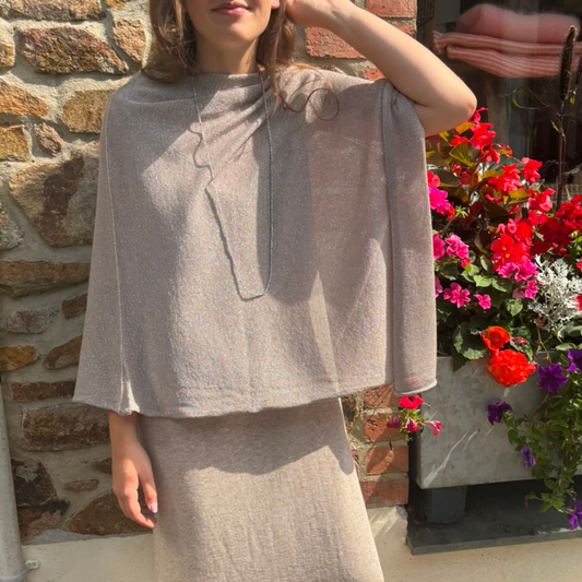 Sparkle Poncho Throwover - Mocha
