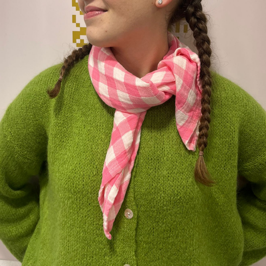 Square Scarf - Pink Gingham Check