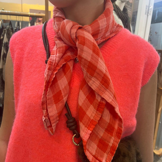Square Scarf - Red and Pink Gingham Check