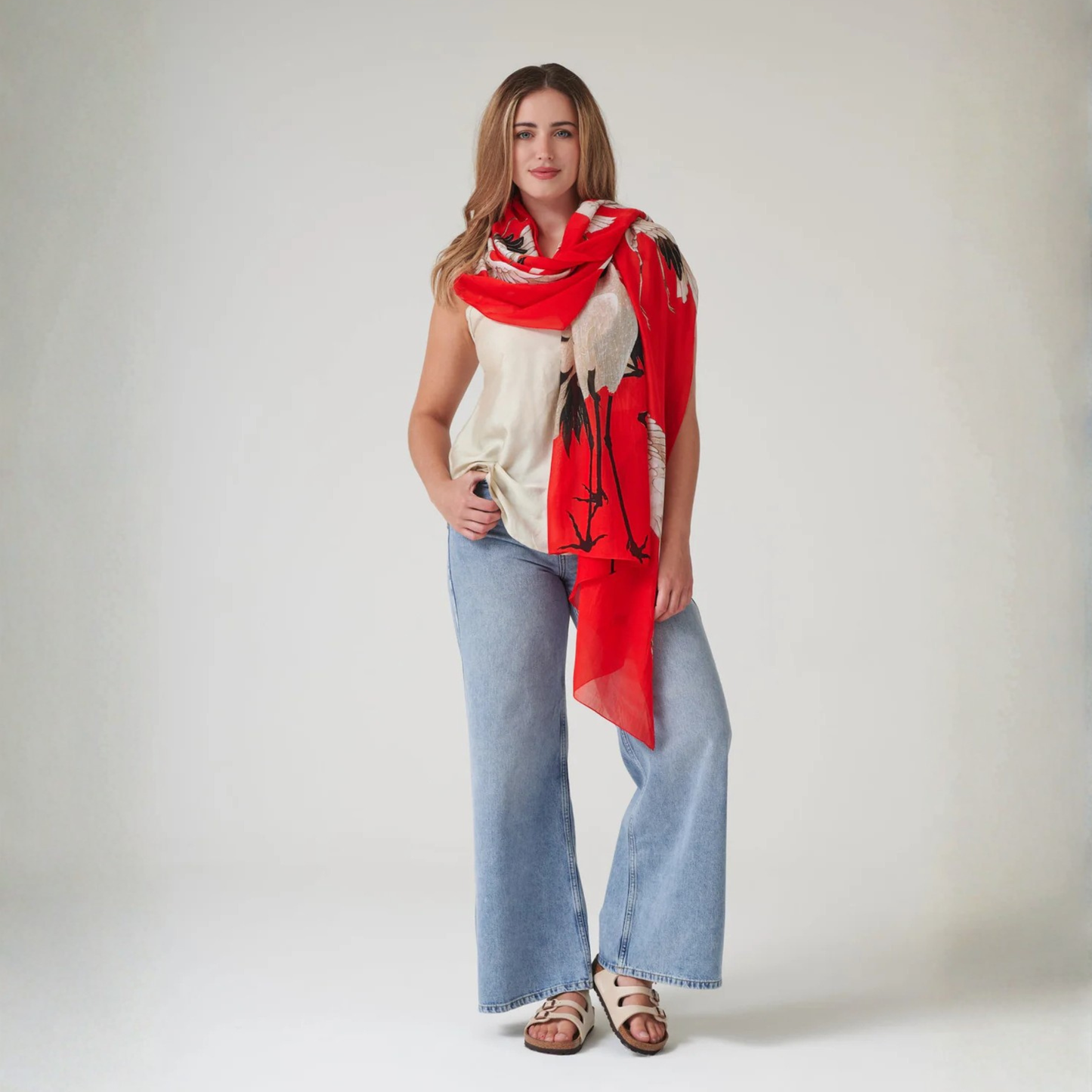 Scarf - Stork Scarlet